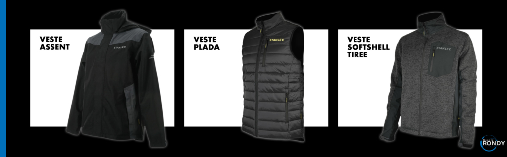 Vestes de protection Stanley vendues par le Groupe Rondy.