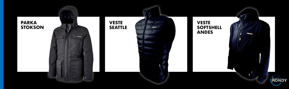 Vestes de protection Stanley vendues par le Groupe Rondy.